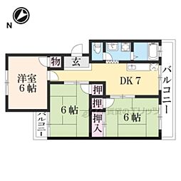 ハイネスやまざき 3DKの間取図画像