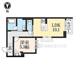 Ｖｉａ　Ｓｏｌｅやましな 3階1LDKの間取り