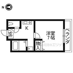 パルデンス洛東 2階1Kの間取り