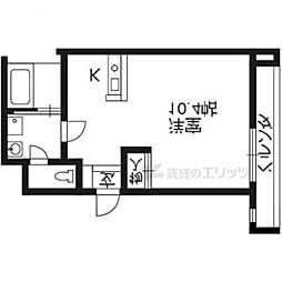 シモムラビル 2階ワンルームの間取り