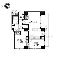 京都地下鉄東西線 京都市役所前駅 徒歩2分の賃貸マンション 3階2LDKの間取り