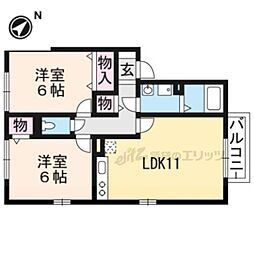 京阪石山坂本線 滋賀里駅 徒歩6分の賃貸アパート 2階2LDKの間取り