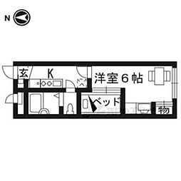 レオパレス川端御池 1階1Kの間取り