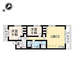 マウンテンハウス一里山 1階2LDKの間取り