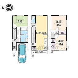 京阪京津線 追分駅 徒歩18分の賃貸一戸建て 1階3LDKの間取り