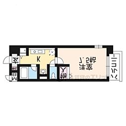 シェリール山 3階1Kの間取り