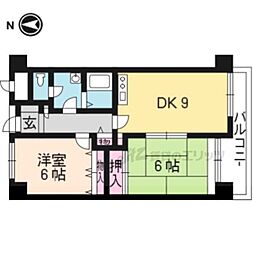 サンサーラ21 7階2LDKの間取り