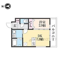 FORT SAKURA椥辻 301 3階1LDKの間取り