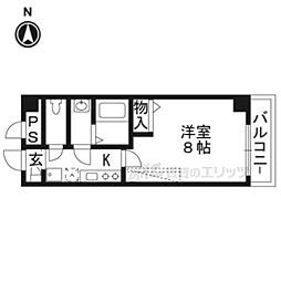 京都地下鉄東西線 小野駅 徒歩2分の賃貸マンション 4階1Kの間取り