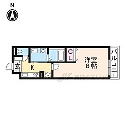 プランドール幸 2階1Kの間取り