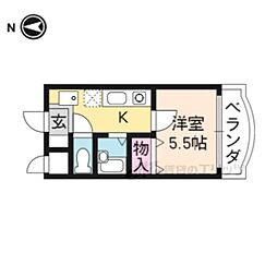 ＬＡＣＡＳＡ山科 5階1Kの間取り