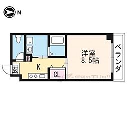 京阪本線 三条駅 徒歩6分の賃貸マンション 1階1Kの間取り