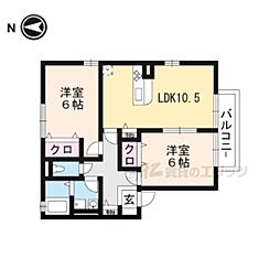 京阪石山坂本線 中ノ庄駅 徒歩1分の賃貸アパート 2階2LDKの間取り