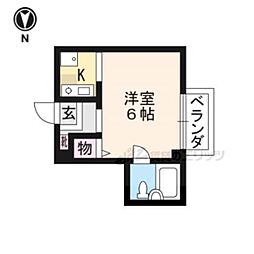 ユニハイツ 1階1Kの間取り