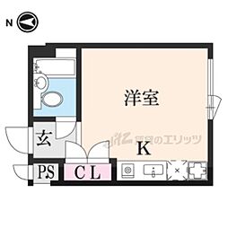 京阪本線 清水五条駅 徒歩2分の賃貸マンション 5階1Kの間取り