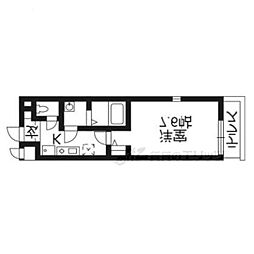 ハミングバード御陵 1階1Kの間取り
