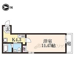 オリエント五条坂 1階1Kの間取り