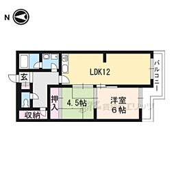 ビューハイツ京都山科 3階2LDKの間取り