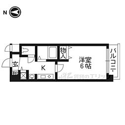 京阪本線 出町柳駅 徒歩17分の賃貸マンション 1階1Kの間取り