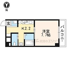 京阪本線 清水五条駅 徒歩5分の賃貸マンション 2階1Kの間取り