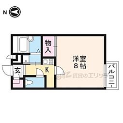 レオパレス山科椥辻 2階1Kの間取り