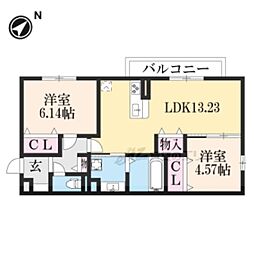 ソラーレ善 2階2LDKの間取り