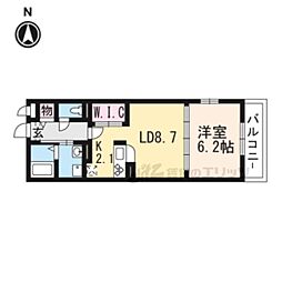 京都地下鉄東西線 椥辻駅 徒歩9分の賃貸マンション 2階1LDKの間取り