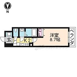 サンシティ烏丸高辻 9階1Kの間取り