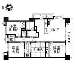 サーパス西大津 4LDKの間取図画像