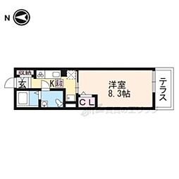 アンフィニー唐崎A 1Kの間取図画像