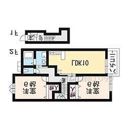 サンリットシェーネA 2LDKの間取図画像