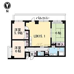 サイト安朱 3LDKの間取図画像