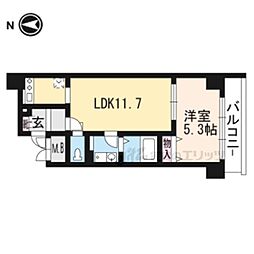 サンクチュアリ山科 1LDKの間取図画像