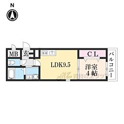 ジーメゾン山科マニフィコ 1LDKの間取図画像