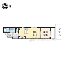 PEACEWELL四条 1LDKの間取図画像
