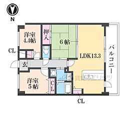 サンマンションドゥーシェ御所前 3LDKの間取図画像