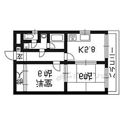 上阿達谷口マンション 2Kの間取図画像