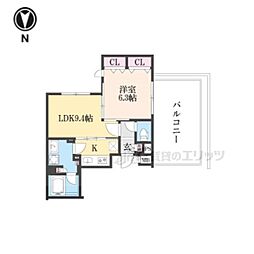 THE RESIDENCE御車道 1LDKの間取図画像