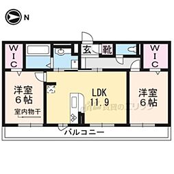 シャルマンコートドゥ 2LDKの間取図画像