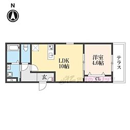 京都市南区東九条南松ノ木町アパート 1LDKの間取図画像