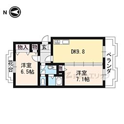 ツインビレッジ西野2 2LDKの間取図画像