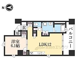 RIVIEREGAUCHE寺町二条 1LDKの間取図画像
