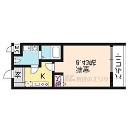Vivi御蔭北白川 1Kの間取図画像