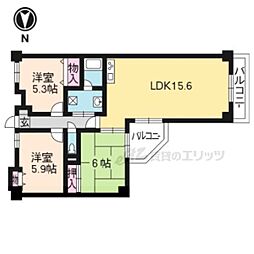 大翔第二ビル 3LDKの間取図画像