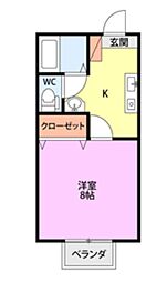 ジュネス 1Kの間取図画像