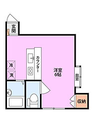 ルポート舟入1 ワンルームの間取図画像