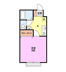 エスポワール中曽根1 1Kの間取図画像