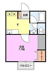 アスリート 1Kの間取図画像