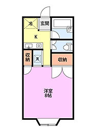 アザレア 1Kの間取図画像