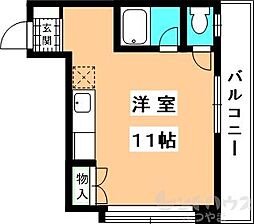 ビューハイツ樋又 1階ワンルームの間取り